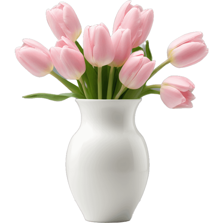 Light pink tulips in white vase emoji