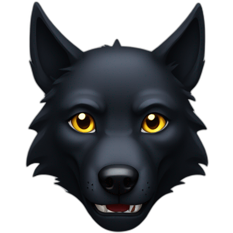 Black Wolf looking evil emoji