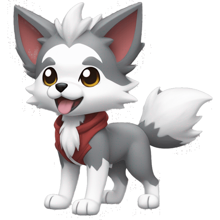 Kawaii Cool Chibi Poochyena-Rocruff-Lycanroc-Pokémon Full Body Detailed High Quality emoji