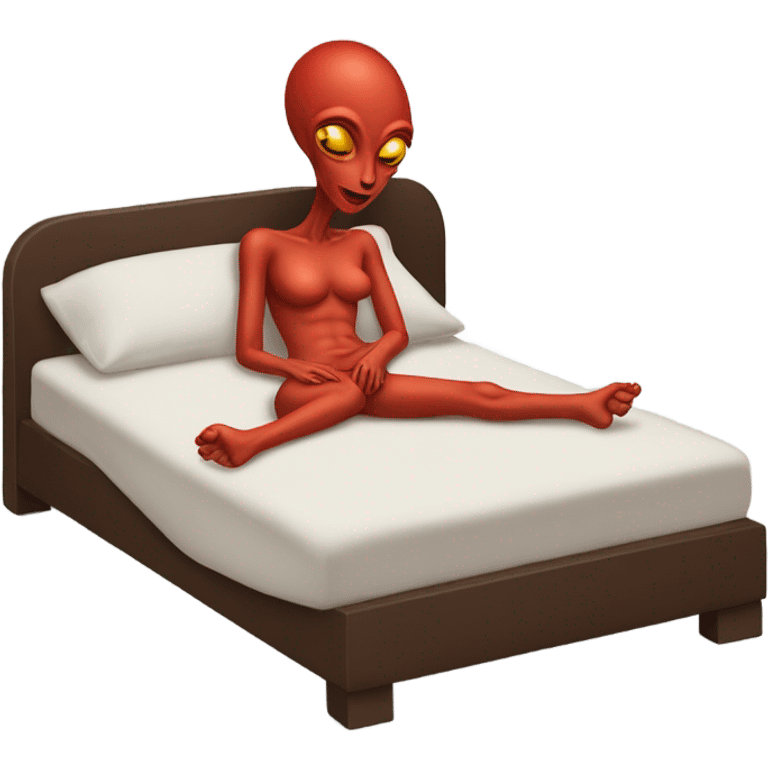 a red alien woman laying on the bed emoji