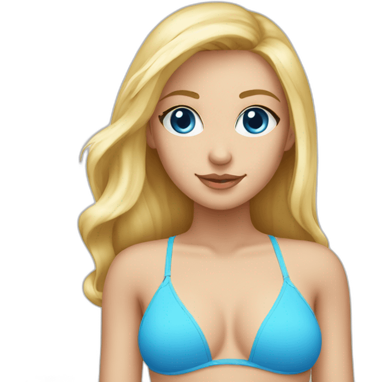 Blonde girl in bikini blue eyes emoji