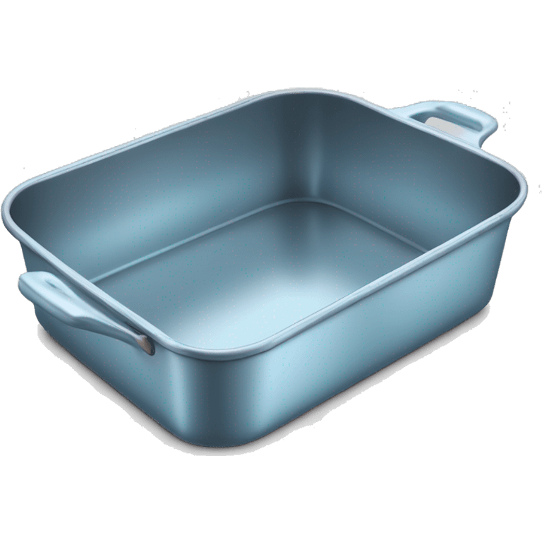 Realistic empty metallic light blue baking pan with handles emoji