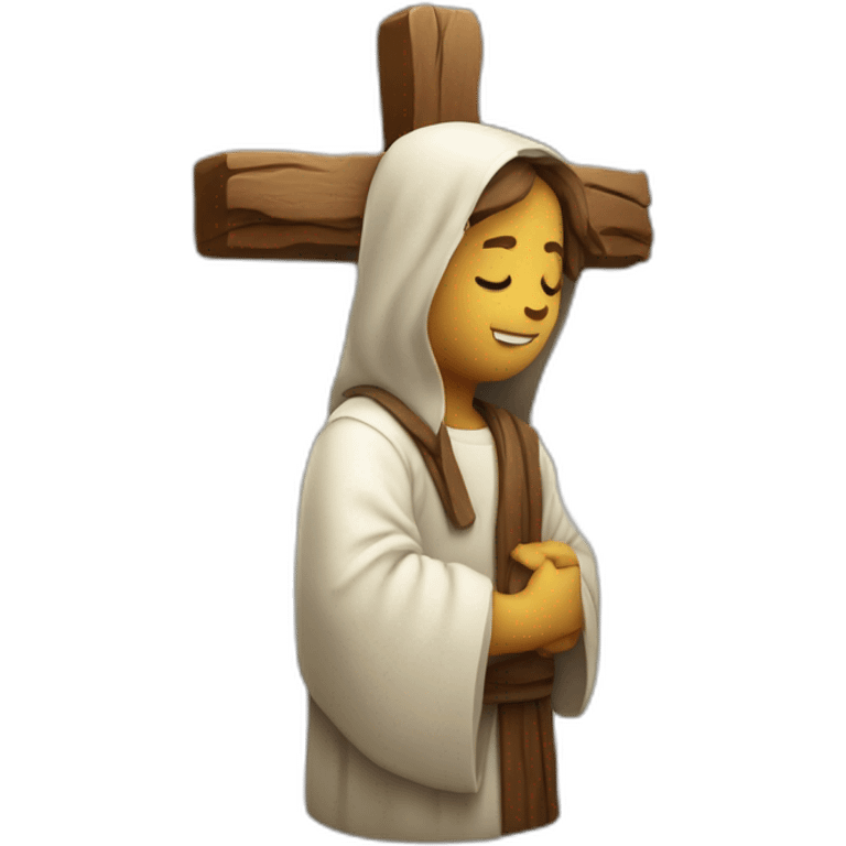 croix de jesus avec un coeur dèrière emoji