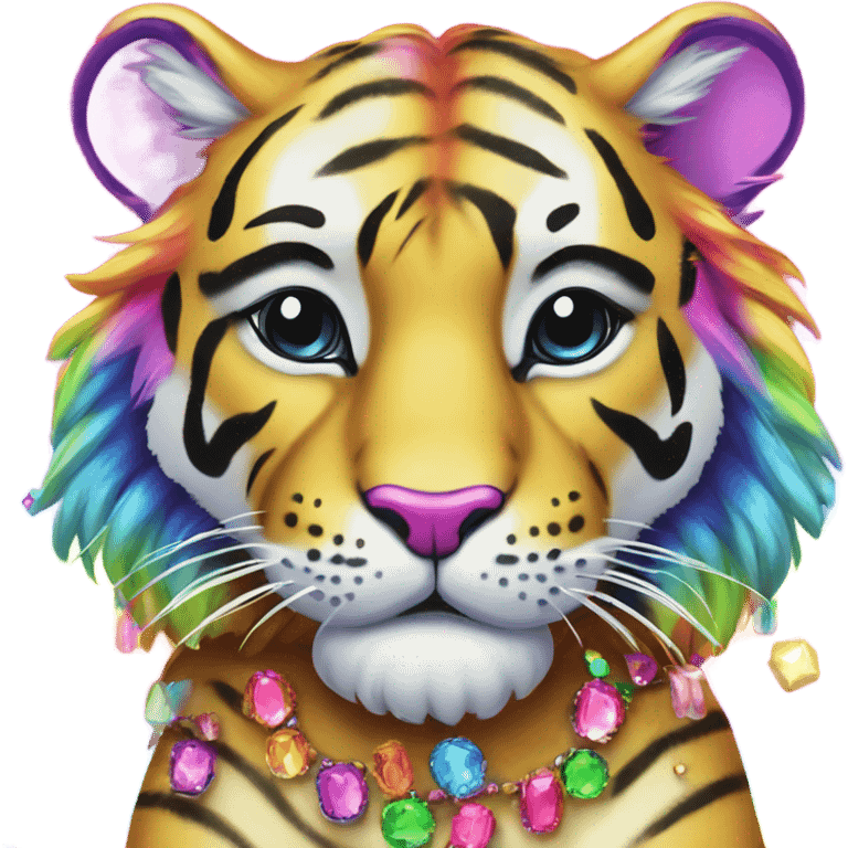 Lisa frank rainbow tiger with jewels on stripes emoji