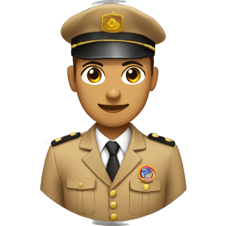 Tan uniform with button on a circle emoji emoji