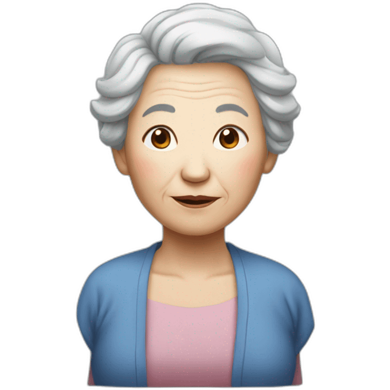 old woman Chinese Red and blue hair emoji