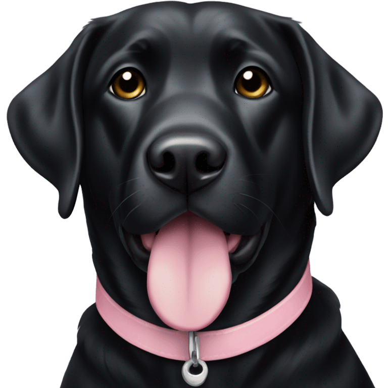 a black lab with a light pink collar emoji