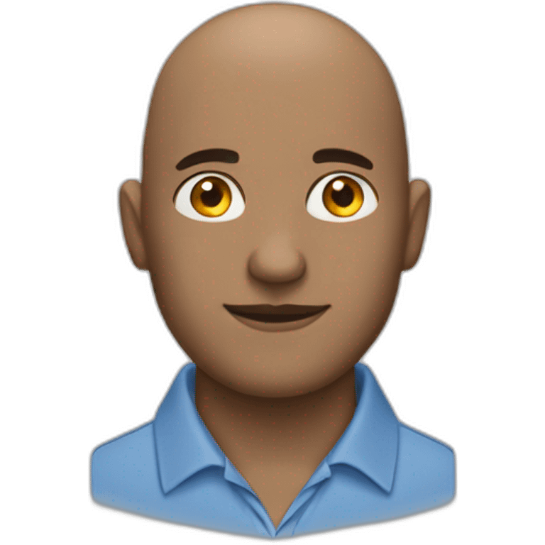 Bald man teacher wearing a blue collar shirt emoji