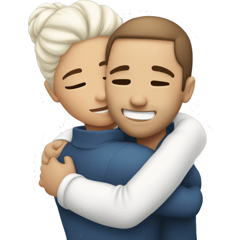 Hug white cuple her and  emoji