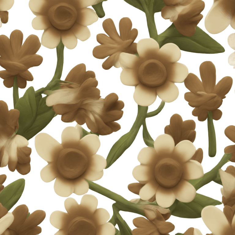 brown and white flowers in a pot emoji