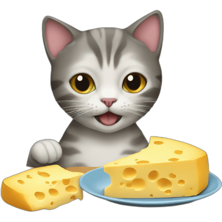 Cat eating cheese emoji