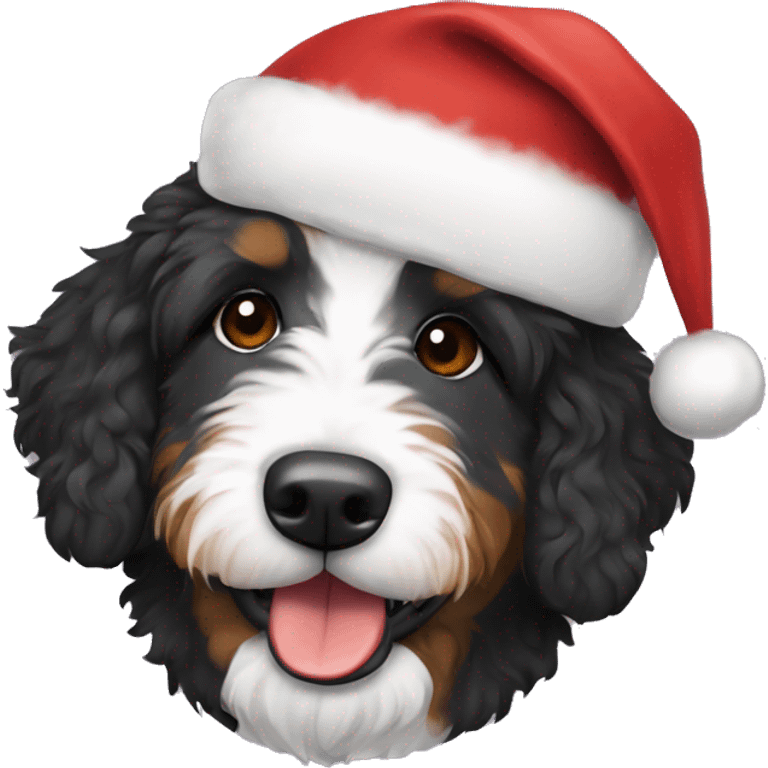 Bernedoodle with Santa hat emoji