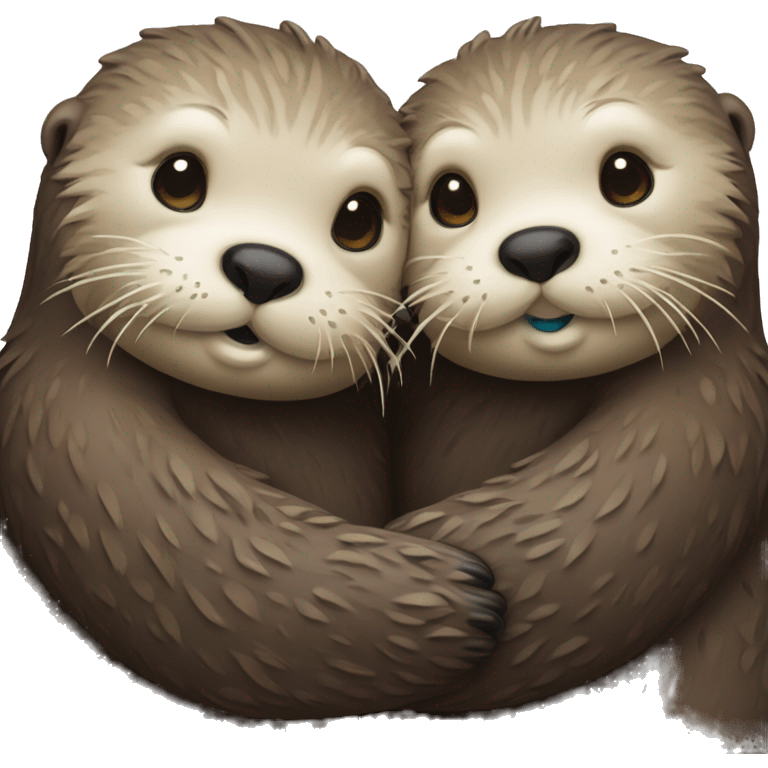 Two sea otters hugging emoji