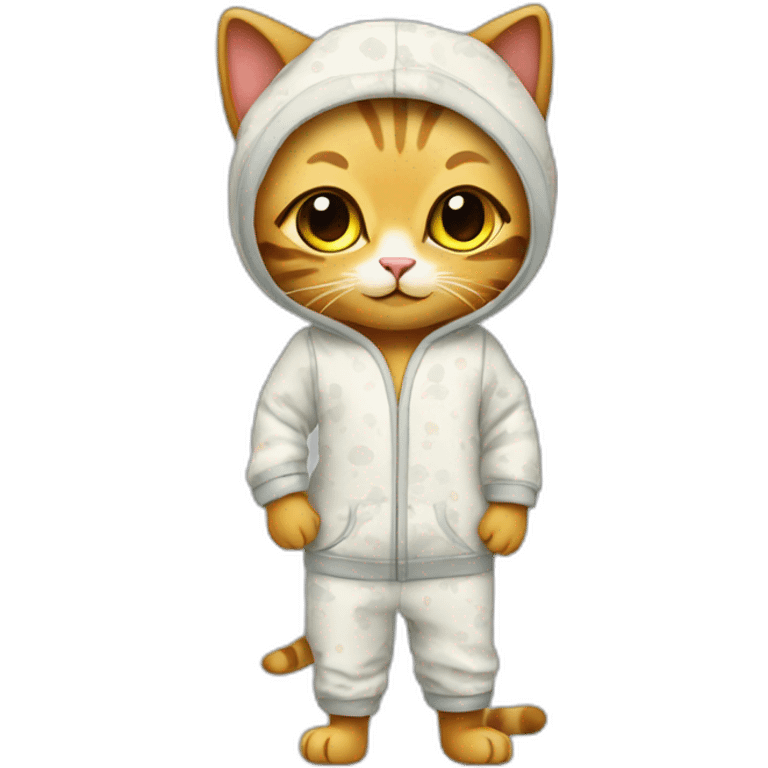 Cat with a designer nightwear, without cap, night suit emoji