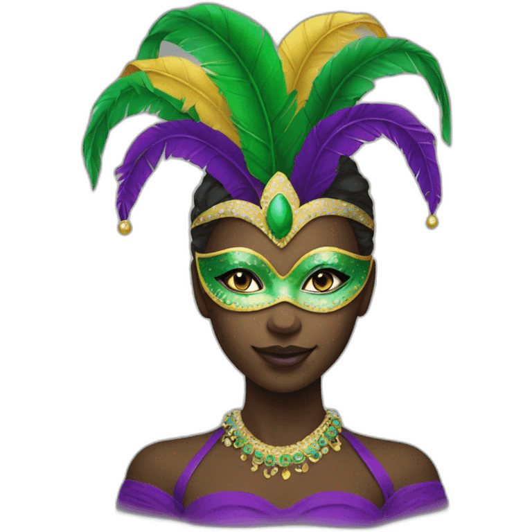 girl wearing a mardi gras mask white skin emoji