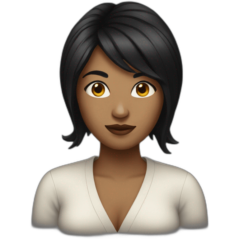 Woman artist with black hair emoji