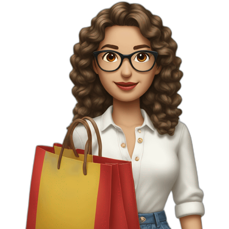 Hyperrealist Preppy spanish with shoping bag emoji