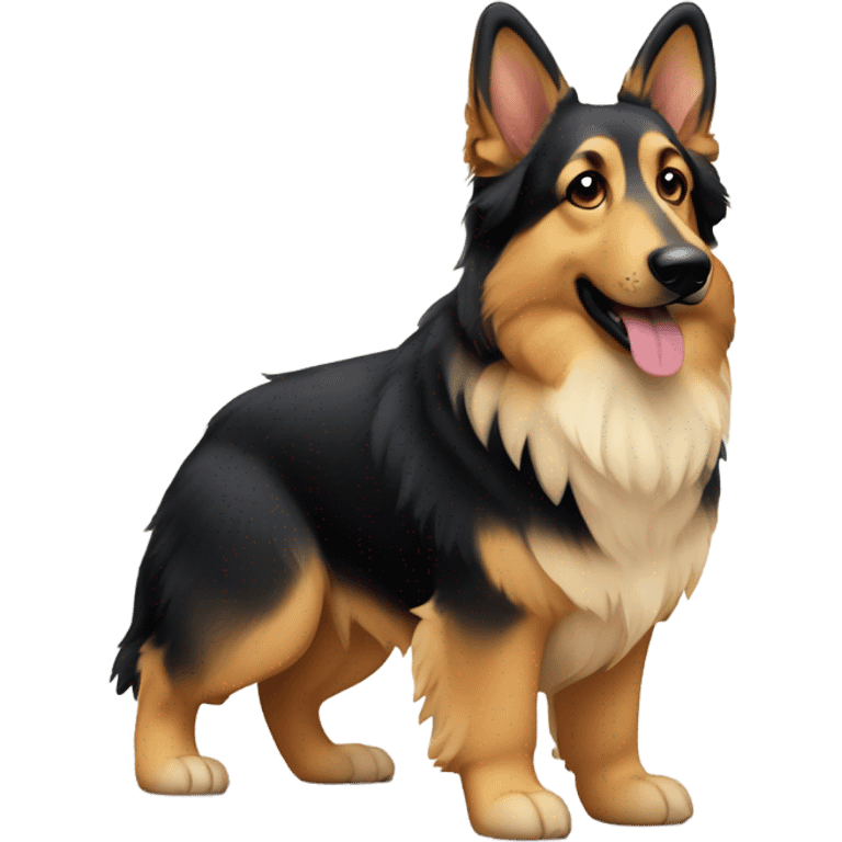 Long haired German shepherd with a corgi body  emoji