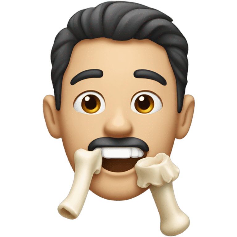 Guy with half a dog bone in his mouth emoji