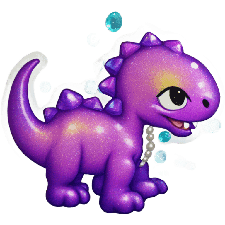 Lisa frank glitter pretty water dinosaur with pearls emoji