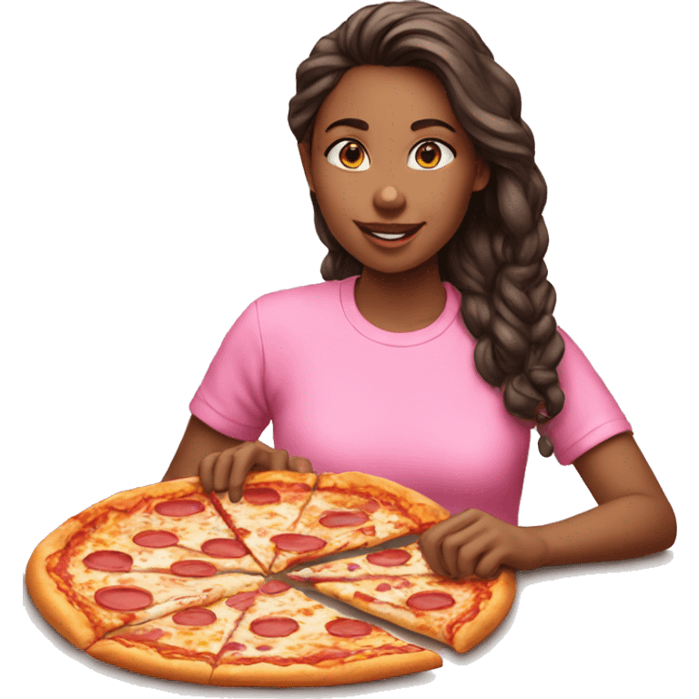  girl eating pizza pink shirt  emoji