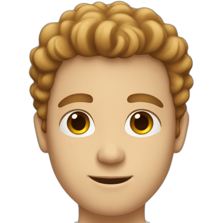 white guy with brown curly middle parting hair emoji