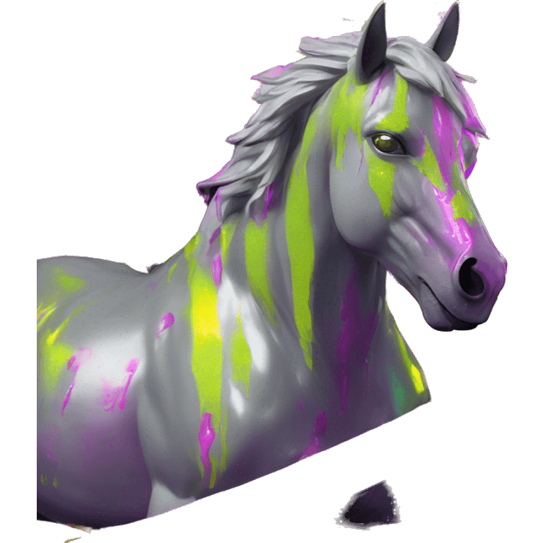 .Zombie_ Vaporwave black holographic oilslick zombie unicorn yellow caution tape emoji