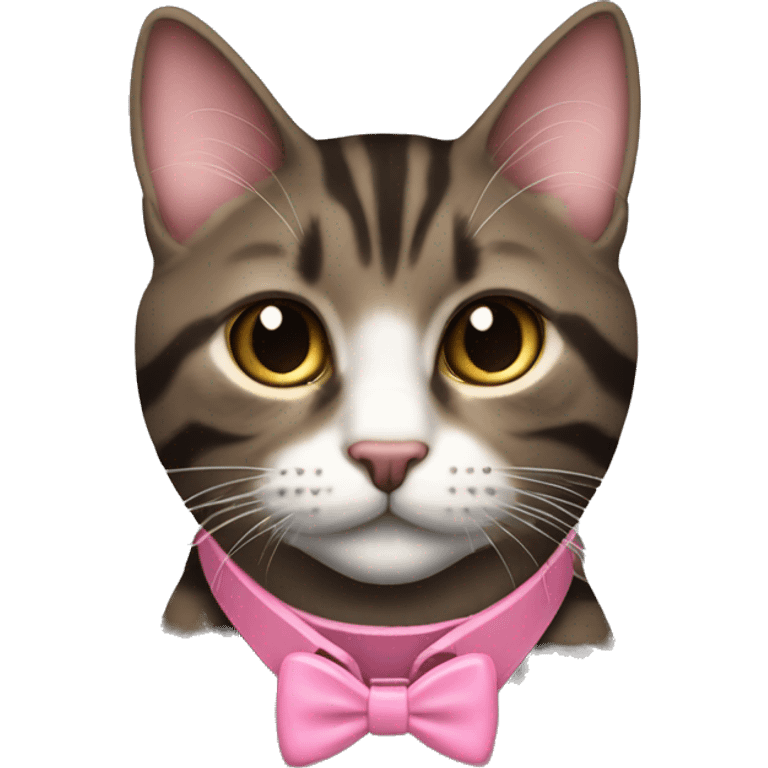 Cute dark brown tabby pink collar emoji