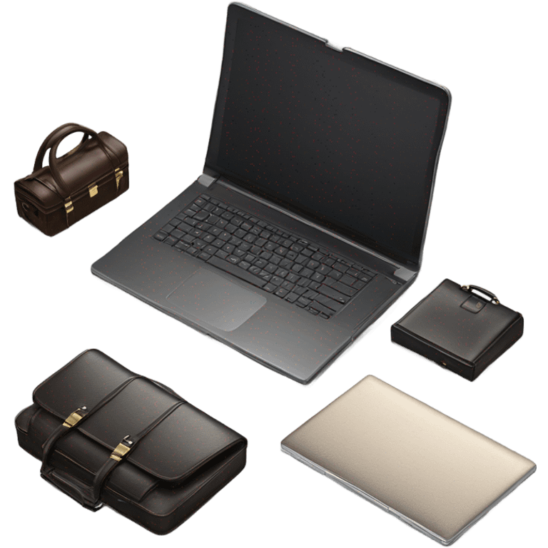 laptop and briefcase next to it emoji