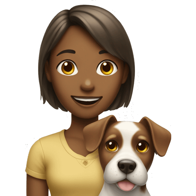 Girl saying hi to dog emoji