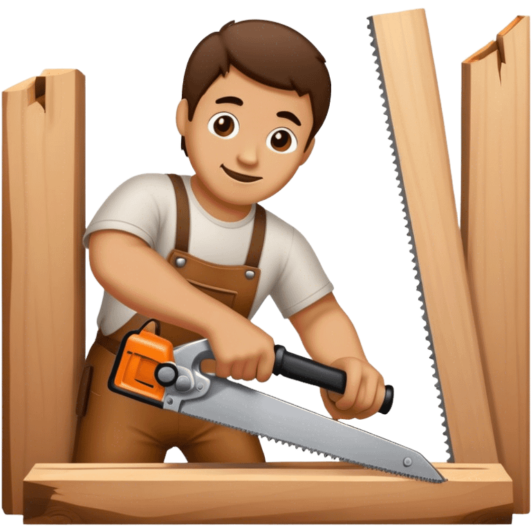 man cutting wood using a handsaw emoji