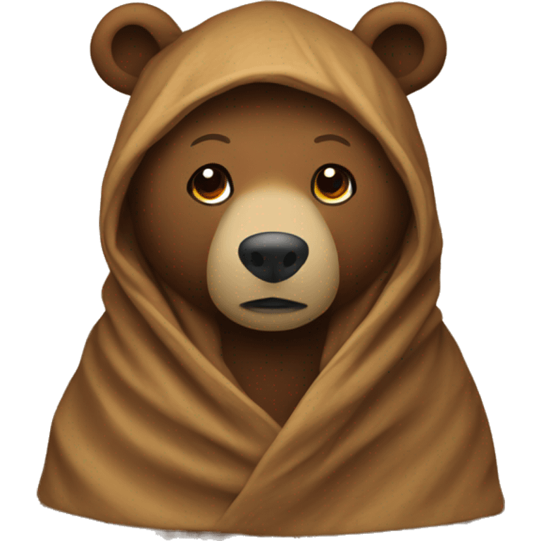 Brown bear with pleated blanket on head emoji