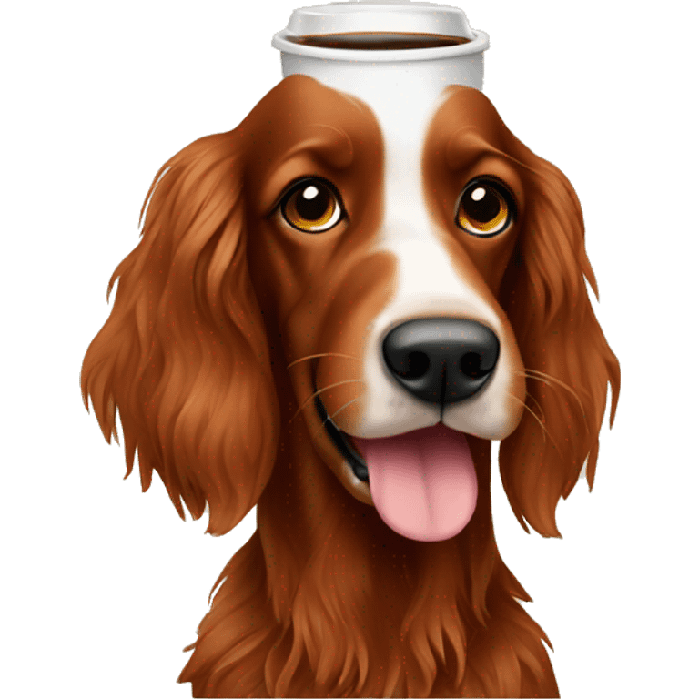 Irish setter with coffee emoji