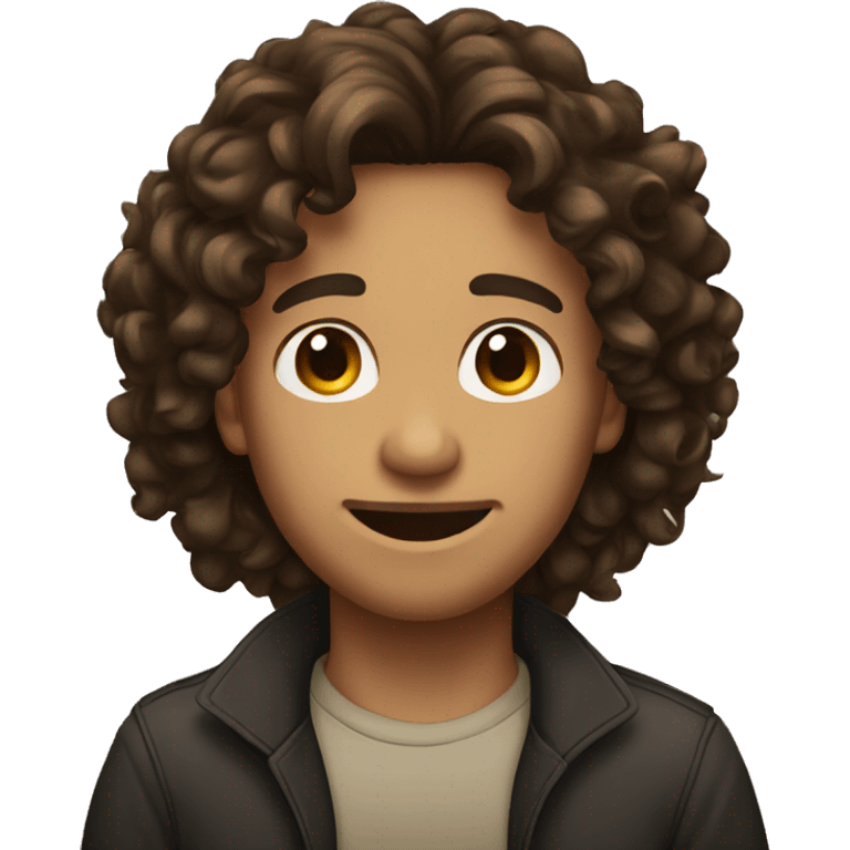 Male Brown face with black long curly hair  emoji