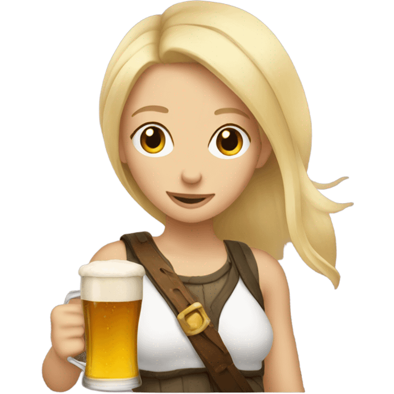 Blonde hair girl drinking a beer emoji