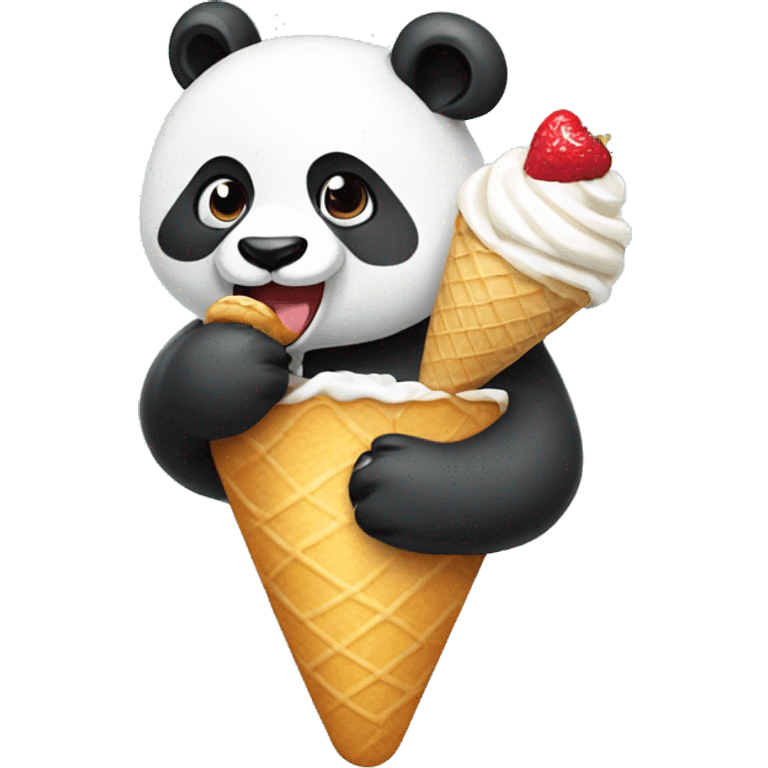 Panda eating ice cream emoji