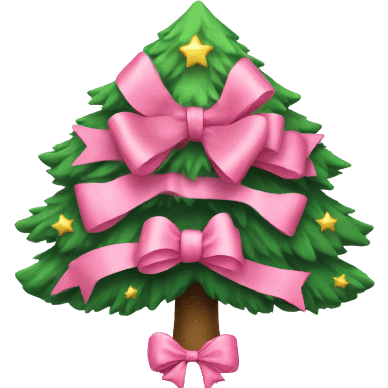 Cute pink  bow Christmas tree emoji