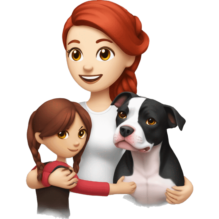 Black and white pitbull with red head girl owner emoji