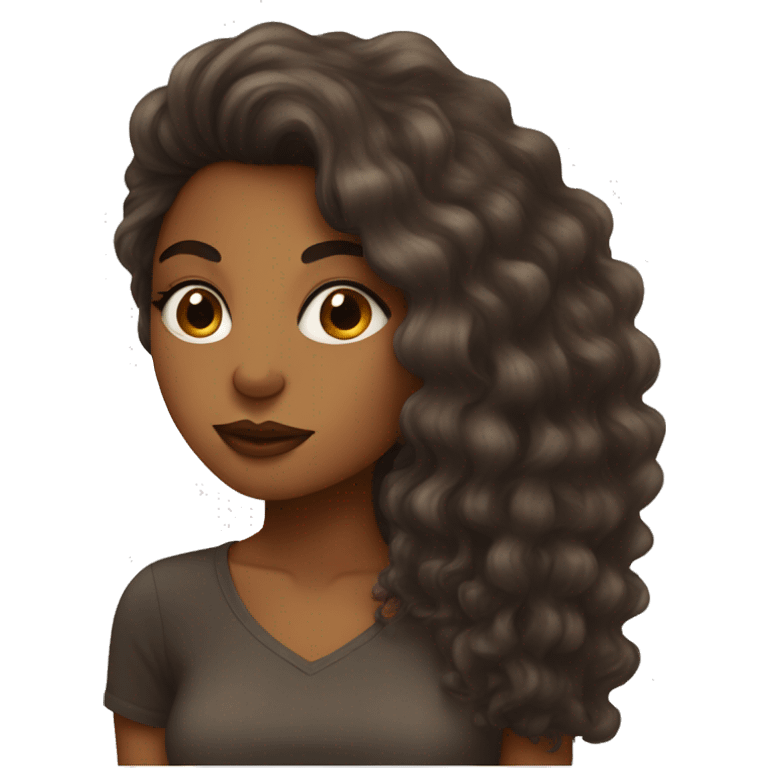 Brown girl with big hair doing a kiss  emoji