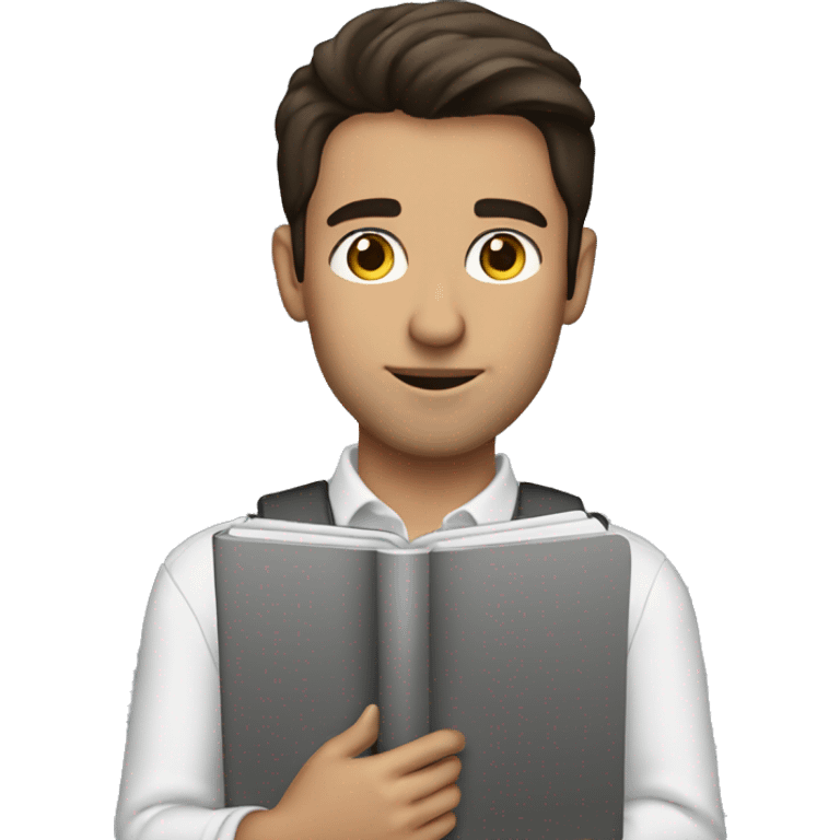 brunette man with notebook emoji