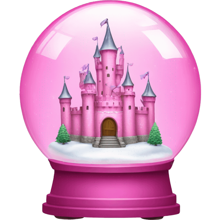 Pink castle inside pink snow globe  emoji