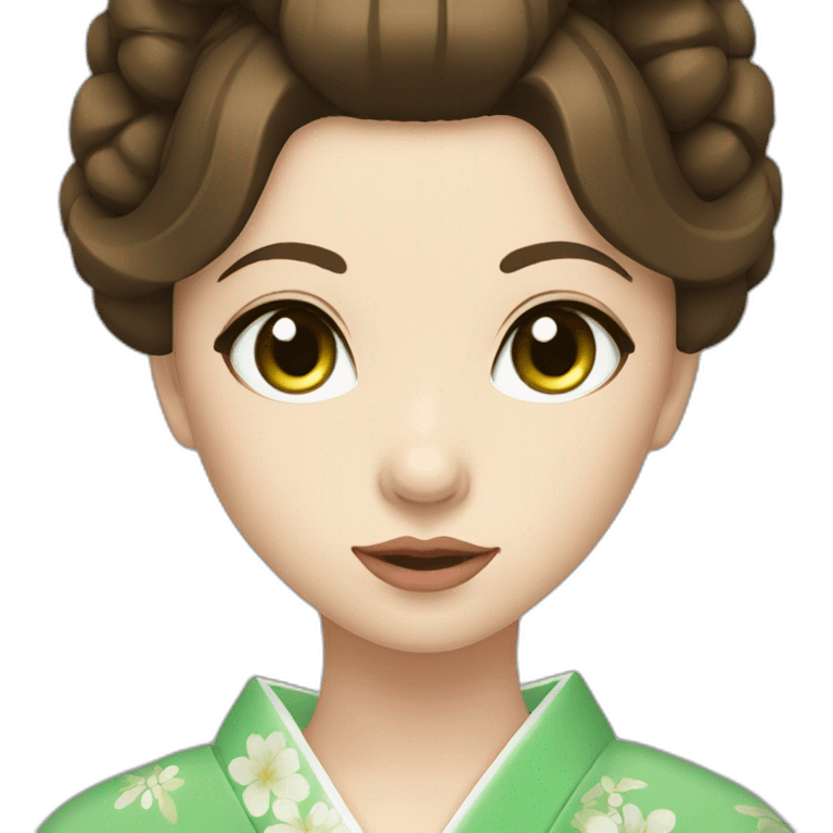 Geisha brown hair green eyes emoji