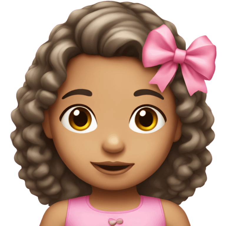 Hispanic toddler girl with pink bow long hair emoji