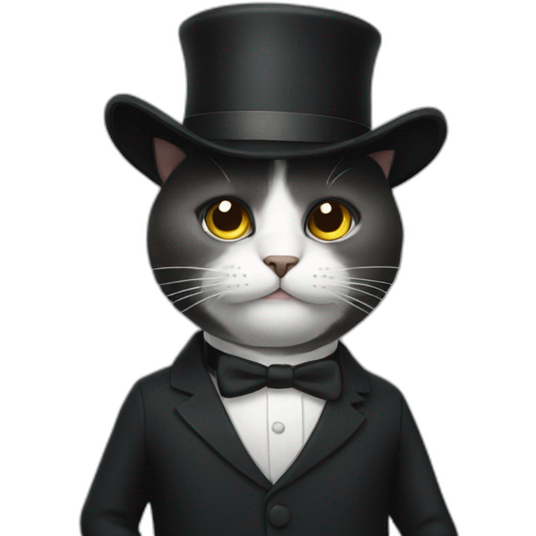 cat with white hat and black suit emoji