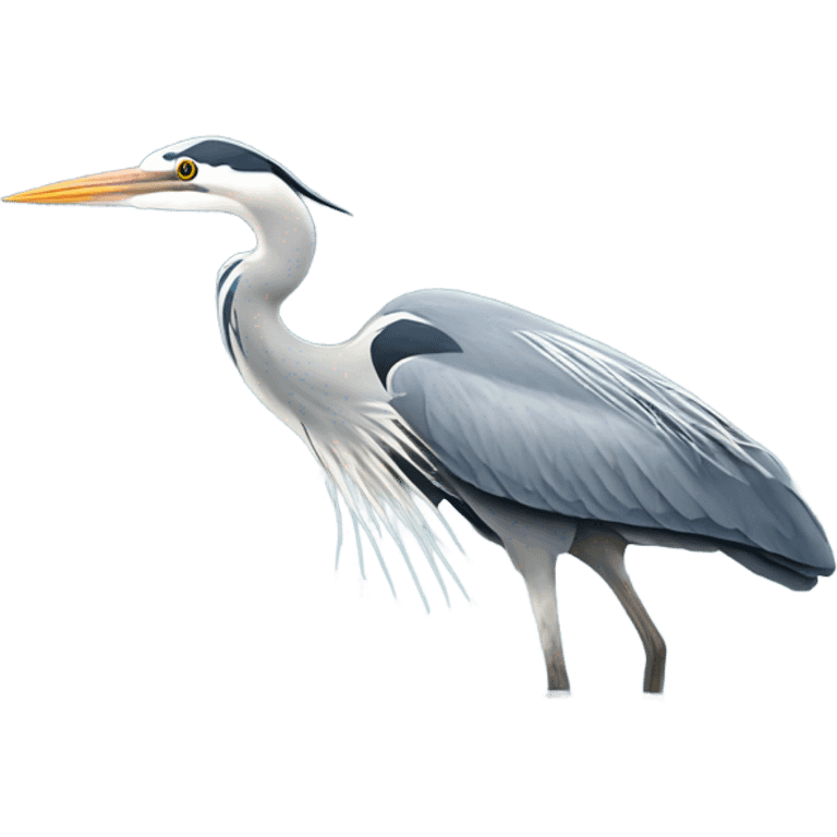 Grey heron catching a fish emoji