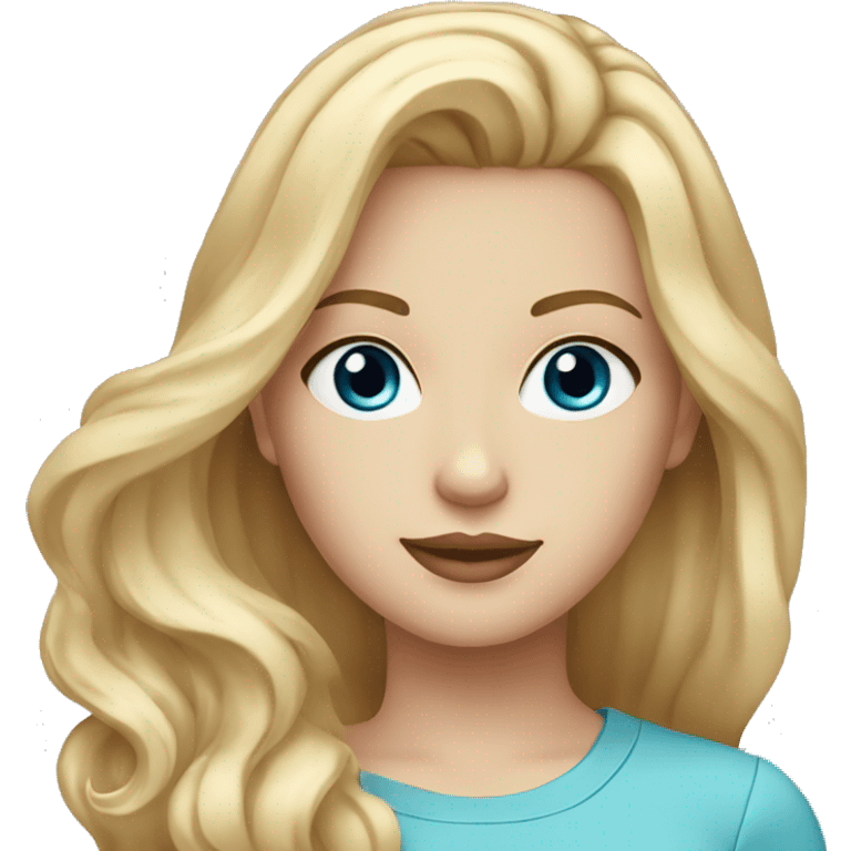 Straight Semi Wavy Blonde hair white girl with blue eyes and brown eyebrows  emoji