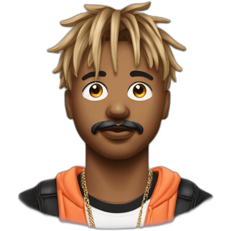 Juice wrld le rappeur américain décédé en 2019 en format réaliste avec la moustache et le bouc qu'il avait emoji