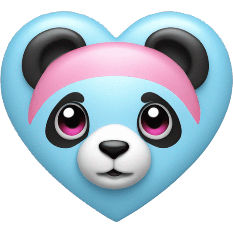 Baby blue heart with a pink panda by it emoji