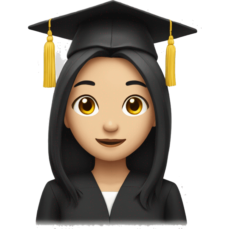 asian graduation girl with long black hair emoji