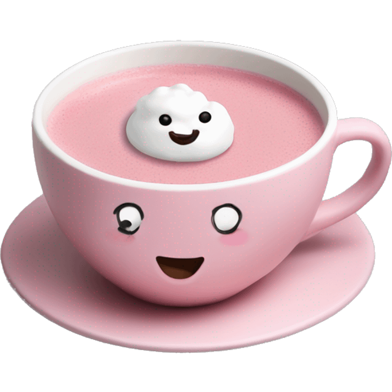 Pink hot chocolate in Mumin’s (kärlek) cup emoji